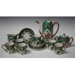 A 'Vienna' style porcelain part cabaret set, early 20th century, decorated with classical figures