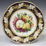 An English porcelain cabinet plate, probably Ridgway, mid-19th century, painted with a panel of