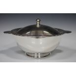 An Art Deco Christofle silver plated tureen and cover in the style of Luc Lanel, the circular body