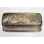 A mid-19th century Dutch silver gilt and mother-of-pearl snuff box of rectangular form with reeded