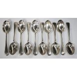 A set of ten Edwardian silver Old English pattern dessert spoons, London 1904 by Josiah Williams &