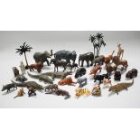 A collection of Britains and other lead zoo and wild animals, including Indian elephants, lions