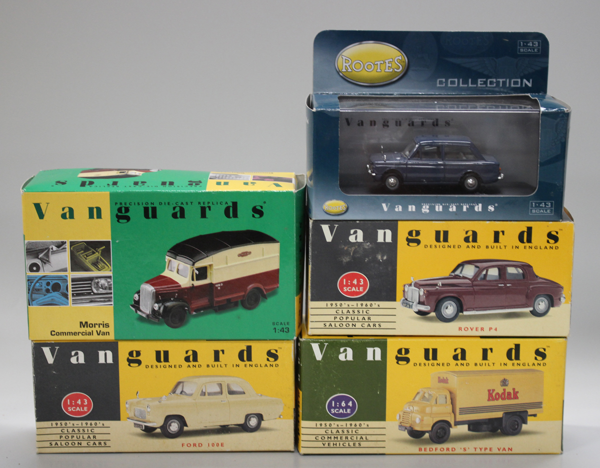 A collection of Lledo Vanguards cars and commercial vehicles, including a Bedford 'S' type van '