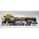 A small collection of diecast vehicles, including a Dinky Toys 25 series pre/post-war wagon, a Corgi