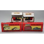 A small collection of Tri-ang Minix Twin Pack cars, all within window boxes, together with a