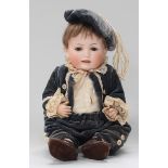 A Baehr & Proeschild bisque head character doll, impressed '604 5', with brown wig, sleeping brown