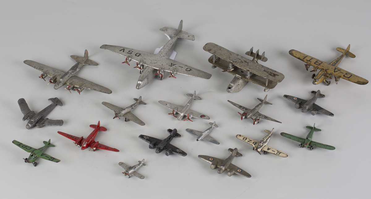 Thirteen pre- and post-war Dinky Toys aircraft, including a No. 60A Imperial Airways liner 'G-ABTI',