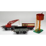 A good collection of Hornby gauge O clockwork railway items, including two 0-4-0 tank locomotives