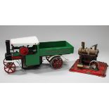 A Mamod SW1 steam wagon, together with a TE1A traction engine and trailer and a steam power plant on