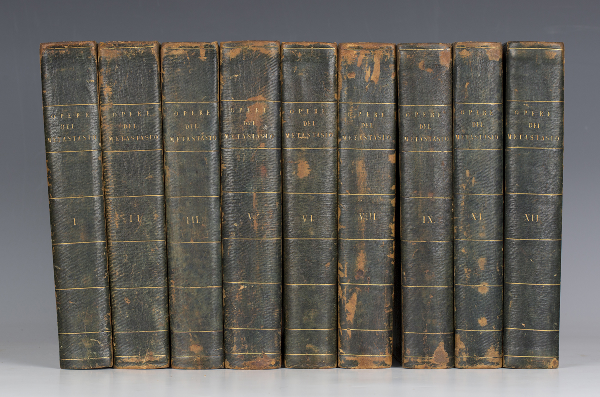 METASTASIO, Pietro. Opere. Paris: la Vedova Herissant, 1780-1782. 9 vols. only (of 12), large 8vo (