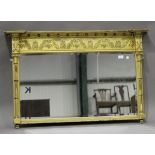A Regency giltwood and gesso overmantel mirror, the ballshot mounted pediment above an anthemion and