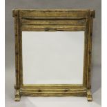 A 19th century Eastern hardwood framed overmantel mirror with iron studs, height 67cm, width 58cm.