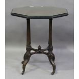 A late Victorian burr walnut octagonal occasional table, the crossbanded top on fluted legs,