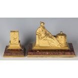 George Josef Burgstaller - a late 19th century German cast ormolu and rouge marble mounted figural
