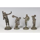 A group of four late 19th/early 20th century Italian green patinated cast bronze Grand Tour figures,