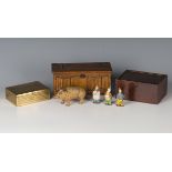 A small group of collectors' items, including a music box in the form of a coffer, width 19cm, a