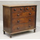 A late Victorian mahogany chest of two short and three long drawers, height 108cm, width 119cm,