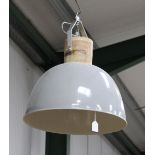 A large modern grey metal industrial style ceiling light, diameter 50cm, together with another