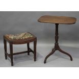 A George III mahogany curve-seated stool, raised on stop fluted tapering legs, height 43cm, width