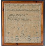 An early Victorian needlework sampler by Ann Turner, dated April 1839, worked in coloured silks with