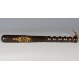 A George V Birmingham Special Constabulary police truncheon, transfer printed with gilt armorial,