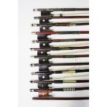 A group of twenty violin bows, mostly nickel mounted.Buyer’s Premium 29.4% (including VAT @ 20%)