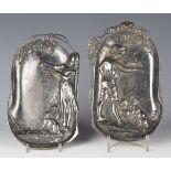 A pair of WMF plated pewter dishes, model numbers '373' and '373A', one cast with a boy and his