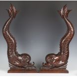 A pair of 19th century mahogany furniture appliqués, each finely carved as a Regency style