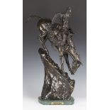 After Frederic Remington - The Mountain Man, a mid/late 20th century brown patinated cast bronze