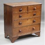 A George III oak chest of two short and three long drawers, on bracket feet, height 95cm, width