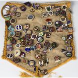 A mixed group of collectors' items, including a large collection of enamelled badges, mainly bowling