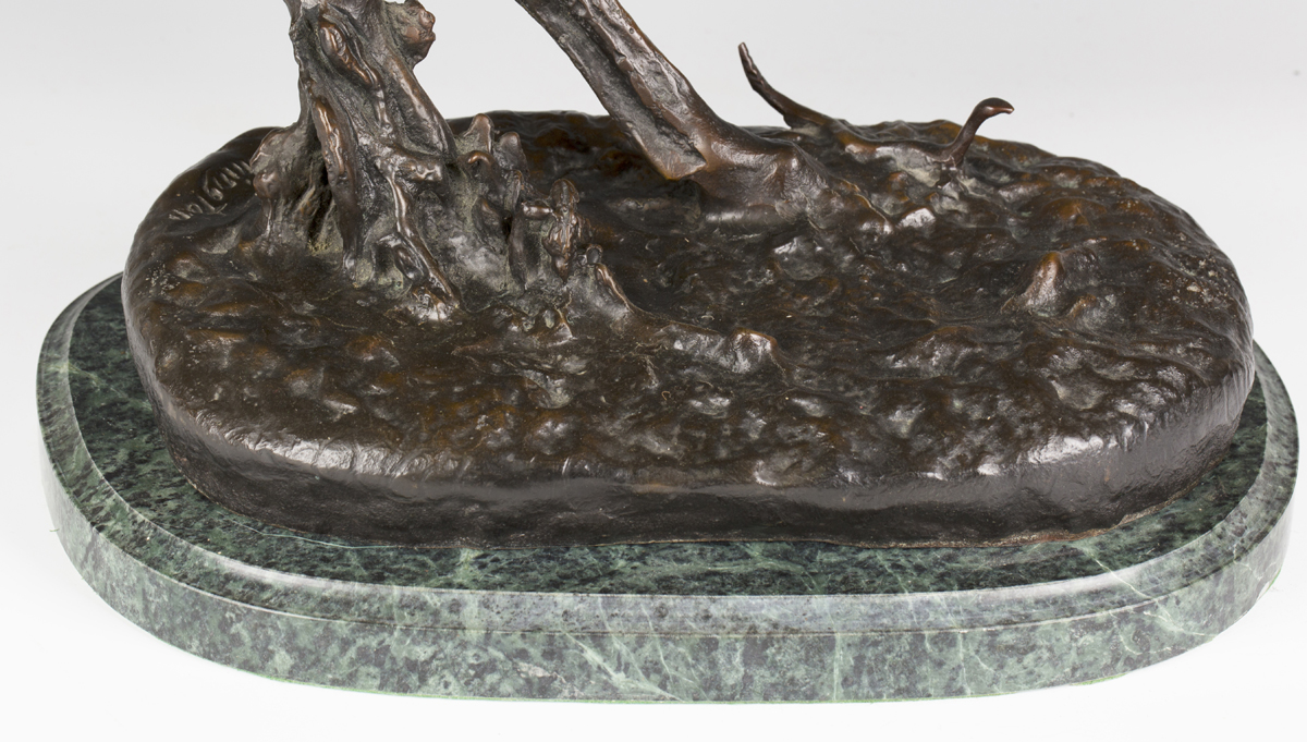 After Frederic Remington - The Rattlesnake, a mid/late 20th century brown patinated cast bronze - Image 2 of 6