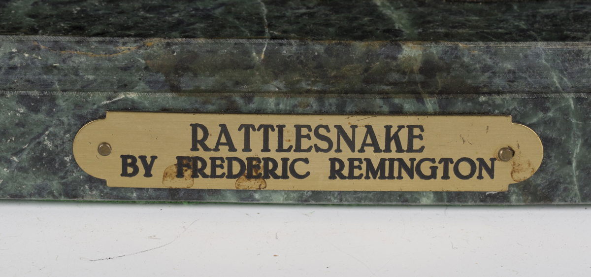 After Frederic Remington - The Rattlesnake, a mid/late 20th century brown patinated cast bronze - Image 5 of 6