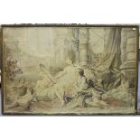 A. Lefèvre - a large early 20th century French painted fabric panel depicting two recumbent
