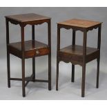 Two similar 19th century mahogany bedside washstands, each fitted with a drawer and raised on