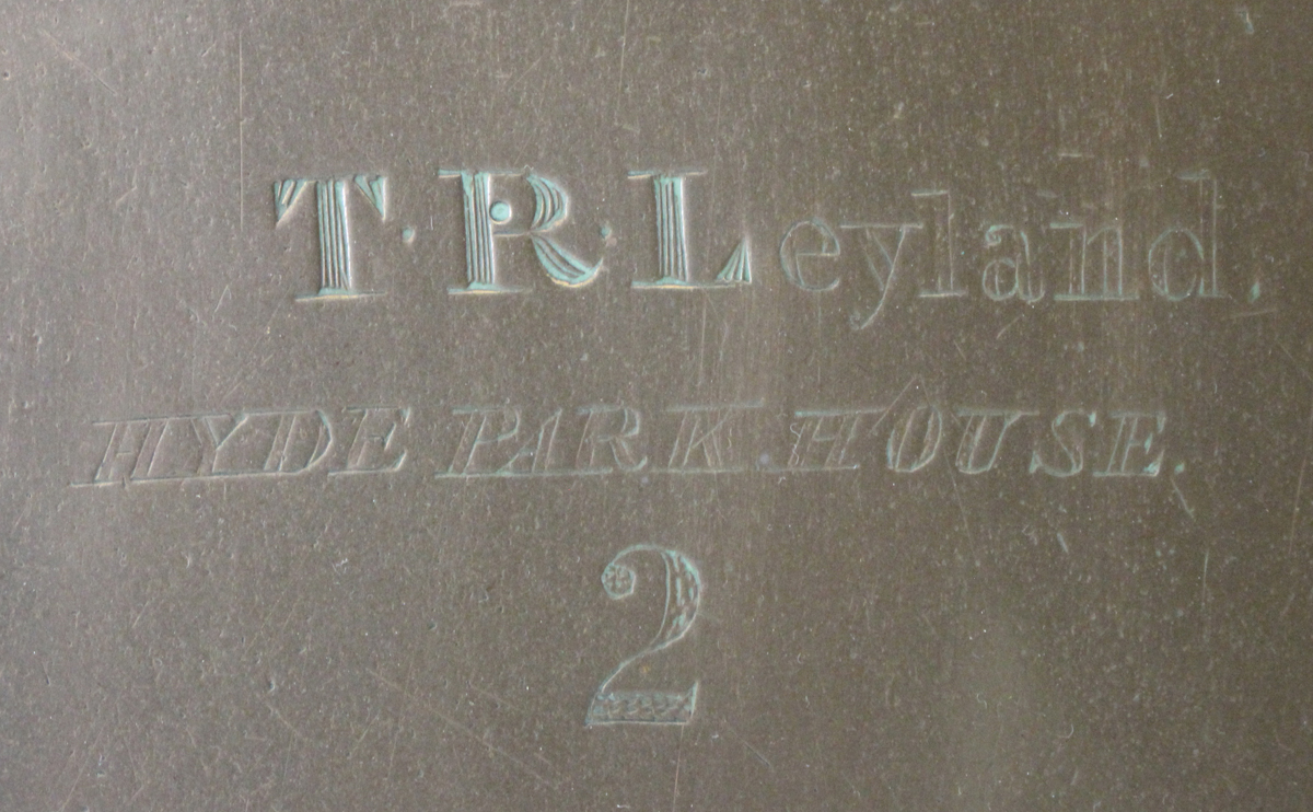 A large 19th century copper cooking pan and cover, the side and cover detailed 'T.R. Leyland Hyde - Image 5 of 5