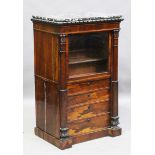 A Regency rosewood specimen cabinet, in the manner of Gillows of Lancaster, the veined marble top