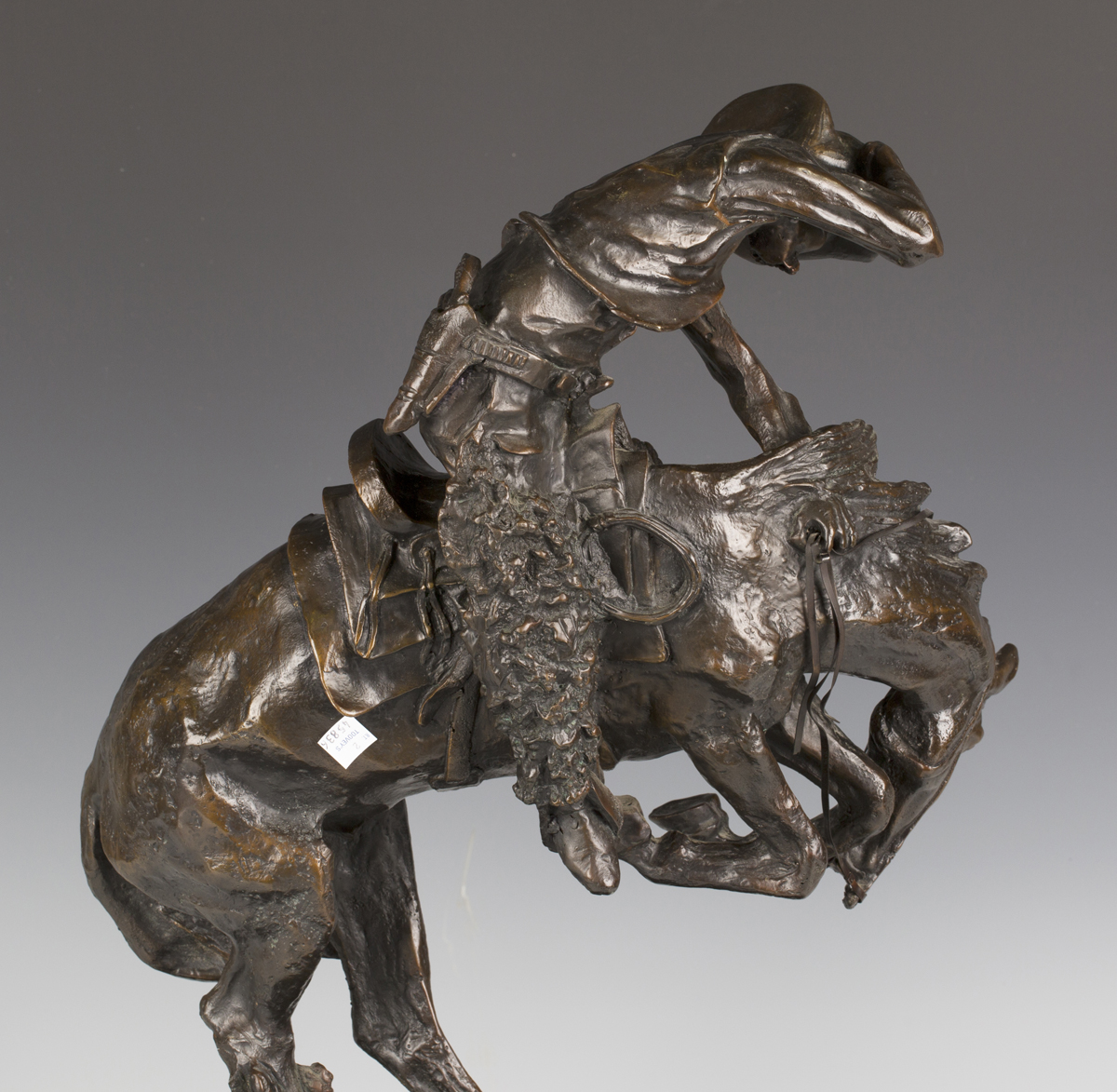 After Frederic Remington - The Rattlesnake, a mid/late 20th century brown patinated cast bronze - Image 3 of 6