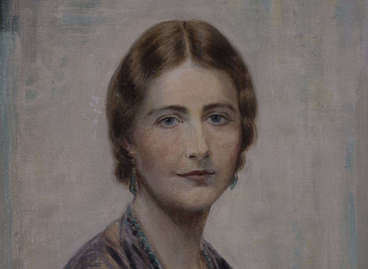 Circle of Ethel Wright - Society Portrait of a Lady wearing a Bead Necklace, early 20th century - Image 3 of 4