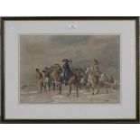 John Lewis Brown - Cavalry and Soldiers on the Brow of a Hill, watercolour, signed and dated 1868,