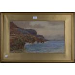 Norman Netherwood - Rocky Coastal View, early 20th century watercolour with gouache, signed, 27.