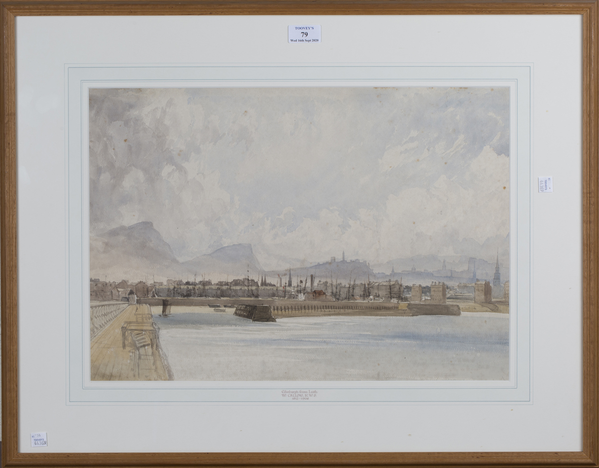 Attributed to William Callow - 'Edinburgh from Leith', late 19th century watercolour, artist's