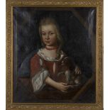 Circle of James Maubert - Half Length Portrait of a Girl with her Pet Spaniel, 18th century oil on