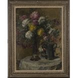 Mark Fisher - 'Chrysanthemums', oil on canvas circa 1895, signed recto, titled Fine Art Society