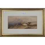 Circle of Thomas Sidney Cooper - Cattle in a Highland Landscape, watercolour with touches of