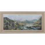 Charles Wyatt Warren - Welsh Landscape, late 20th century oil on board, signed, 36cm x 89.5cm,