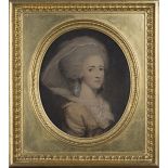 British School - Oval Head and Shoulders Portrait of a Lady wearing a Head Scarf, early 19th century