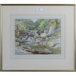 Samuel John Lamorna Birch - View of Lamorna Valley, watercolour with gouache, signed and