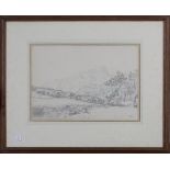 James Ward - 'Snowdon', pencil and wash, signed with initials in ink and titled in pencil, 23cm x
