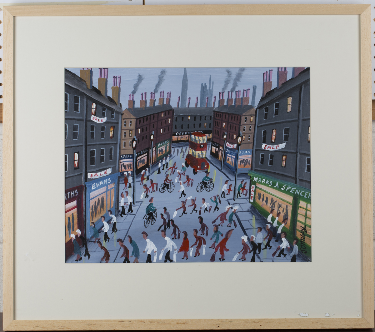 John Ormsby - Shoppers in a Busy Street, late 20th/early 21st century oil on canvas possibly - Image 4 of 4